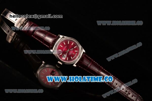 Rolex Day-Date Asia 2813/Swiss ETA 2836/Clone Rolex 3135 Automatic Steel Case with Burgundy Dial and Stick Markers (BP) - Click Image to Close
